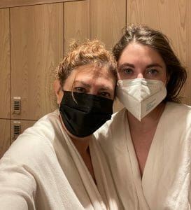 hilary and zoey at a spa