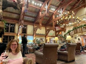 Hilary sitting in the Great Room at the Vista Verde Ranch
