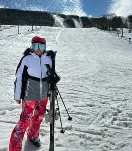 Hilary wearing goggles