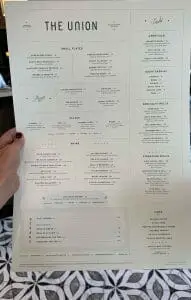 The Union Menu