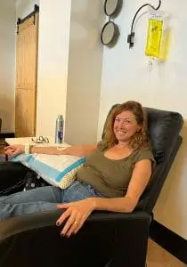 Hilary Topper getting an IV at the IV bar in Denver