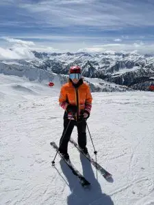 hilary skiing